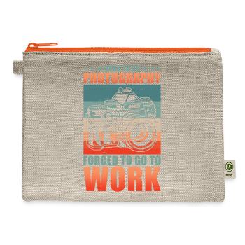 Born To Go Photographer Forced To Go To Work - Hemp Carry All Pouch - natural/orange - Front