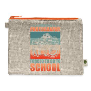 Born To Go Photographer Forced To Go To School - Hemp Carry All Pouch - natural/orange - Front