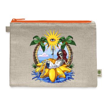 Hippie Skeleton Sunflower Float - Hemp Carry All Pouch - natural/orange - Front