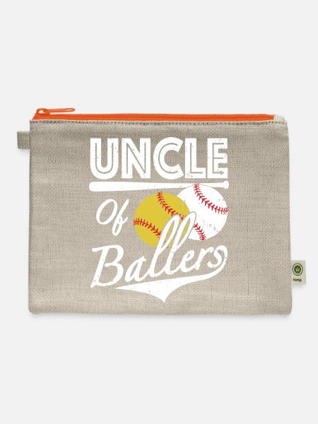 Uncle Of Ballers Baseball And Softball Player - Hemp Carry All Pouch - natural/orange