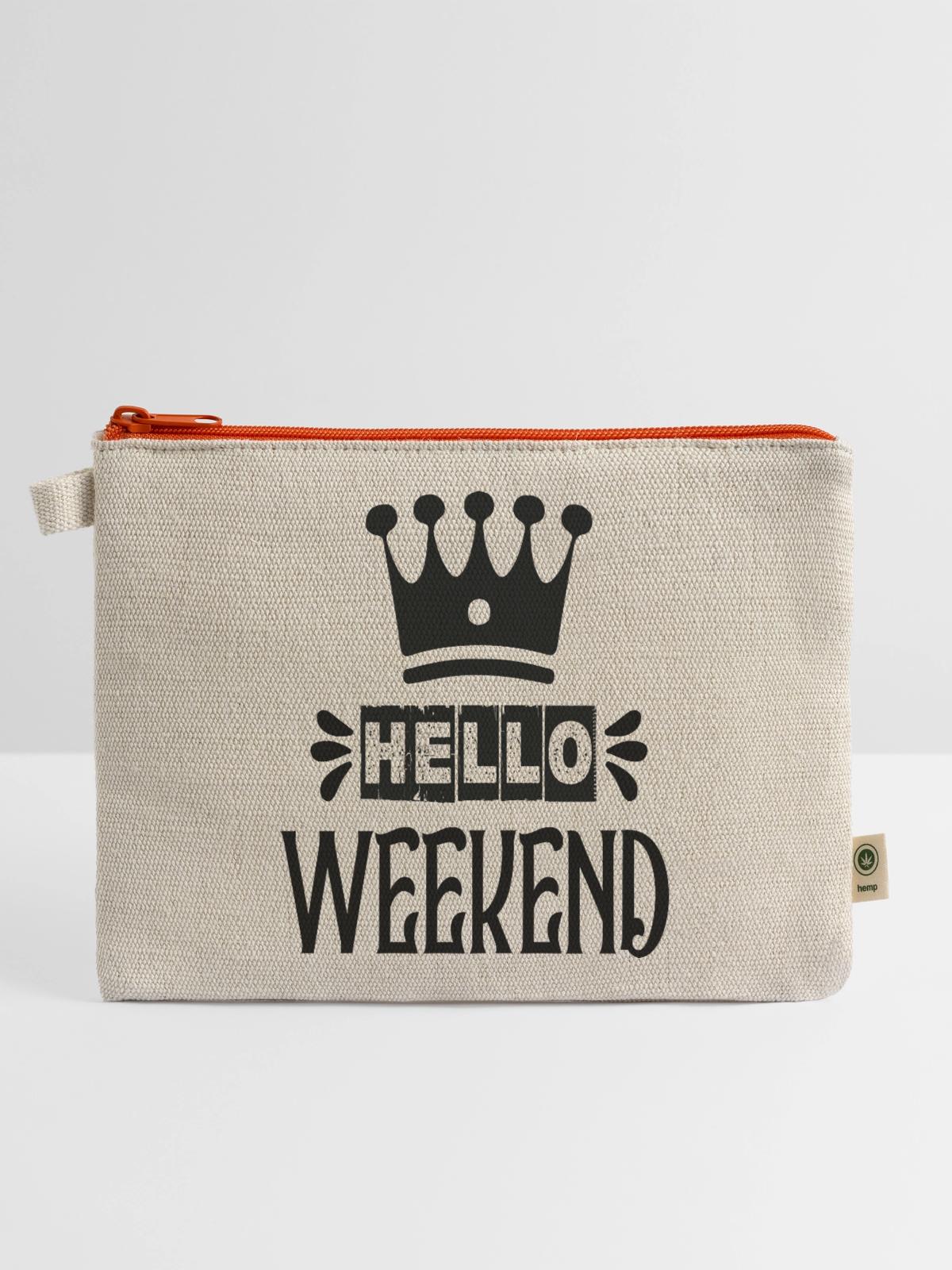 Hello Weekend - Hemp Carry All Pouch - natural/orange - Front
