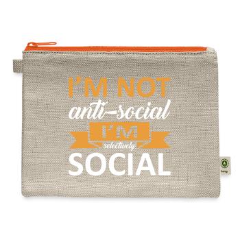 I'm Not Anti Social I'm Selectively Social - Hemp Carry All Pouch - natural/orange - Front