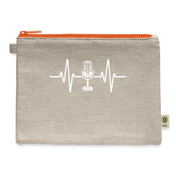 Microphone Heartbeat Sound Waves Design - Hemp Carry All Pouch - natural/orange - Front