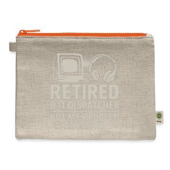 Retired 911 Dispatcher Not My Problem Anymore - Hemp Carry All Pouch - natural/orange - Front