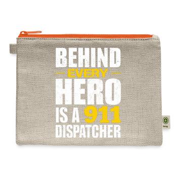Behind Every Hero Is A 911 Dispatcher - Hemp Carry All Pouch - natural/orange - Front