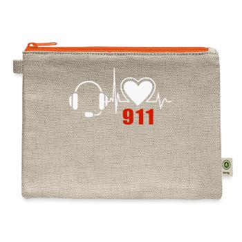 Heartbeat 911 Dispatcher Headset Love - Hemp Carry All Pouch - natural/orange - Front