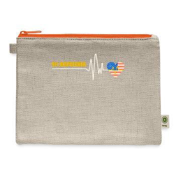 911 Dispatcher Heartbeat American Flag Design - Hemp Carry All Pouch - natural/orange - Front
