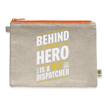 Behind Every Hero Is A 911 Dispatcher - Hemp Carry All Pouch - natural/orange - Front
