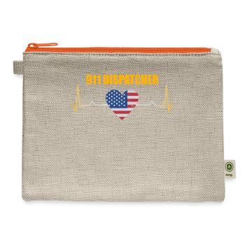 911 Dispatcher American Flag Heartbeat - Hemp Carry All Pouch - natural/orange - Front