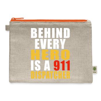 Behind Every Hero Is a 911 Dispatcher - Hemp Carry All Pouch - natural/orange - Front