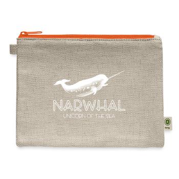 Narwhal Unicorn Of The Sea Funny Deep Sea Animal - Hemp Carry All Pouch - natural/orange - Front