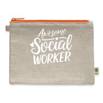 Awesome Social Worker Social Work Appreciation - Hemp Carry All Pouch - natural/orange - Front