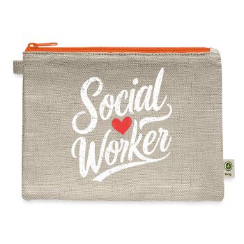 Social Worker Social Work Heart Design - Hemp Carry All Pouch - natural/orange - Front