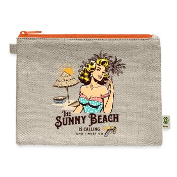 The Sunny Beach Is Calling And I Must Go Vacation - Hemp Carry All Pouch - natural/orange - Front