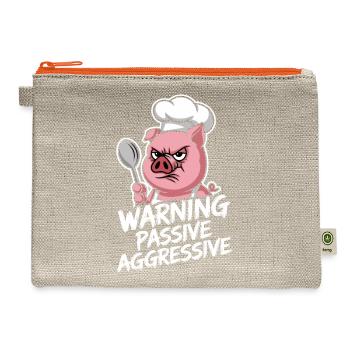 Warning Passive Aggressive Pig Chef - Hemp Carry All Pouch - natural/orange - Front