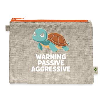 Warning Passive Aggressive Turtle Humor - Hemp Carry All Pouch - natural/orange - Front