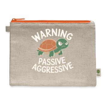 Warning Passive Aggressive Turtle Humor - Hemp Carry All Pouch - natural/orange - Front