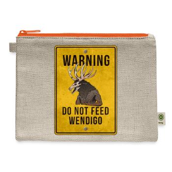 warning do not feed wendigo cryptid warningt shirt - Hemp Carry All Pouch - natural/orange - Front