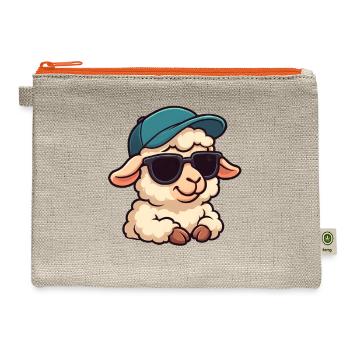 Cool sheep lamb sunglasses joy summer cartoon - Hemp Carry All Pouch - natural/orange - Front