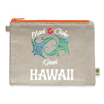 Island Flow: Maui, Oahu, Kauai - Hemp Carry All Pouch - natural/orange - Front