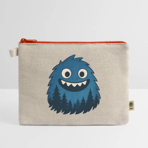 Whimsical Blue Forest Monster – Cute Cartoon Night - Hemp Carry All Pouch