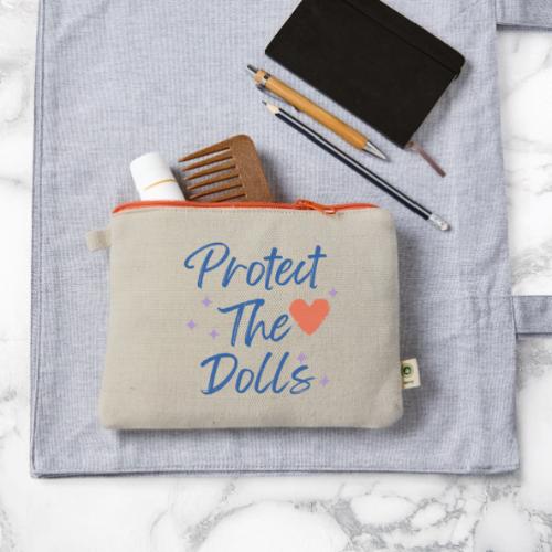 Protect The Dolls | Heart & Stars Typography - Hemp Carry All Pouch