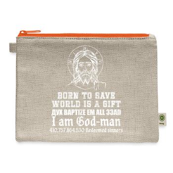 Born to save world is a gift дух baptize em all 33 - Hemp Carry All Pouch - natural/orange - Front