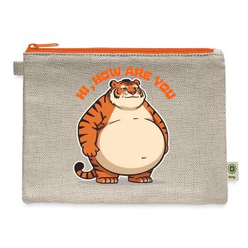 Chubby Tiger Hi How Are You Graphic - Hemp Carry All Pouch - natural/orange - Front