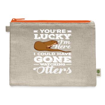 Sea Otter Pun Otter Lover - Hemp Carry All Pouch - natural/orange - Front