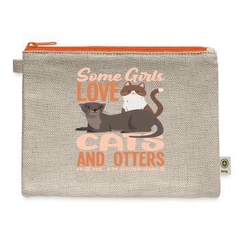 Sea Otter Cats - Hemp Carry All Pouch - natural/orange - Front