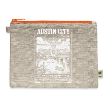 Austin City Texas Lone Star River Scene - Hemp Carry All Pouch - natural/orange - Front