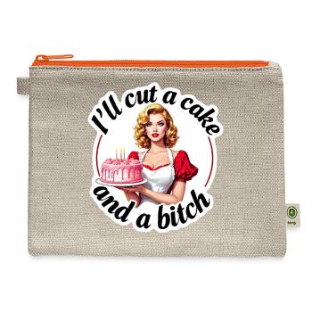 Ill Cut A Cake And Bitch Funny Humor - Hemp Carry All Pouch - natural/orange - Front