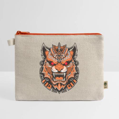 Tribal Demon Wolf Mask - Hemp Carry All Pouch