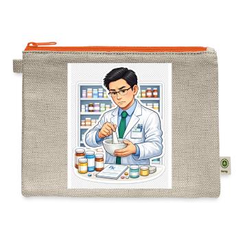 pharmacist-medicine-lab-care-health-sticker - Hemp Carry All Pouch - natural/orange - Front