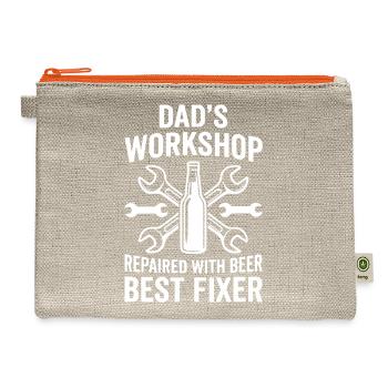 DADS WORKSHOP REPAIRED WITH BEER BEST FIXER Pro - Hemp Carry All Pouch - natural/orange - Front