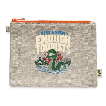 Loch Ness Monster Nessie Loch Ness Cryptid Gift - Hemp Carry All Pouch - natural/orange - Front