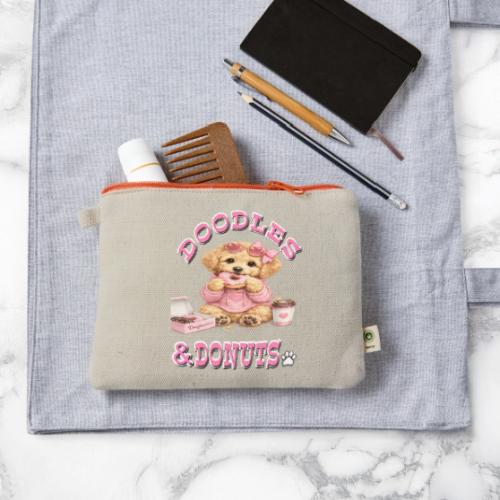 Doodles & Doughnut Cozy Dog Mom Design - Hemp Carry All Pouch