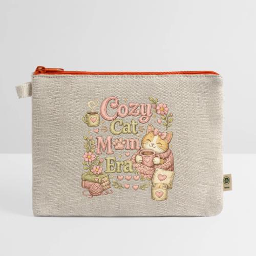 Cozy Cat Mom Era Faux Stitched Design - Hemp Carry All Pouch