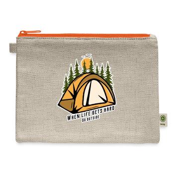 Go Outside Camping Tent Emblem - Hemp Carry All Pouch - natural/orange - Front