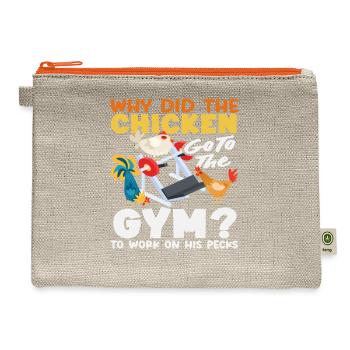Chicken Go To The Gym Pecks Pun - Hemp Carry All Pouch - natural/orange - Front