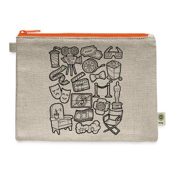 Cinema Doodles Movies Screen Popcorn - Hemp Carry All Pouch - natural/orange - Front