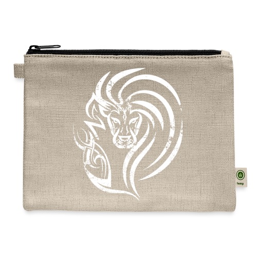 Fierce Lion Logo in White - Hemp Carry All Pouch