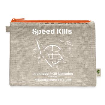 Lockheed P 38 Lightning versus Messerschmitt Me262 - Hemp Carry All Pouch - natural/orange - Front