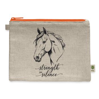 Strength in Silence Horse Art for Equestrian - Hemp Carry All Pouch - natural/orange - Front