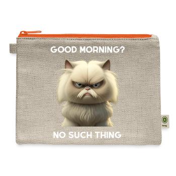Grumpy, sarcastic white cat - Good morning - Hemp Carry All Pouch - natural/orange - Front