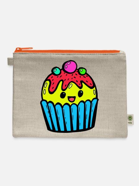 Kawaii Cupcake Lemon Flavor - Hemp Carry All Pouch - natural/orange