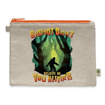 Bigfoot Doesn t Believe In You Neither Cryptid - Hemp Carry All Pouch - natural/orange - Front