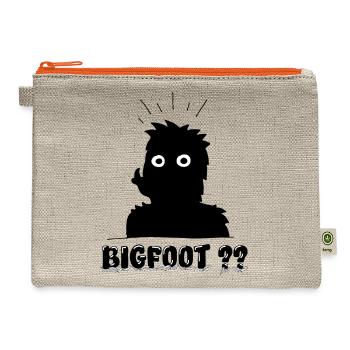 Bigfoot?? Minimal Sasquatch Illustration - Hemp Carry All Pouch - natural/orange - Front