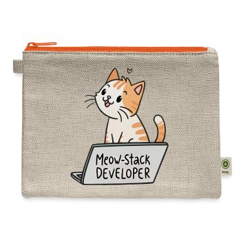 Meow Stack Developer - Hemp Carry All Pouch - natural/orange - Front
