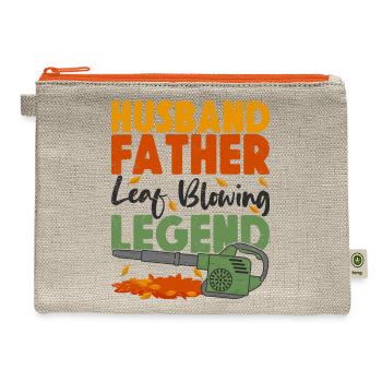Landscapers Leaf Blowing Husband Father Gardens - Hemp Carry All Pouch - natural/orange - Front